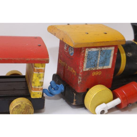 Fisher Price, Huffy Puffy, Wooden Train, Toy, Set, Vehicle, Antique - Picture 3 of 5